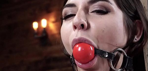  Gagged and bound sub is machine fucked
